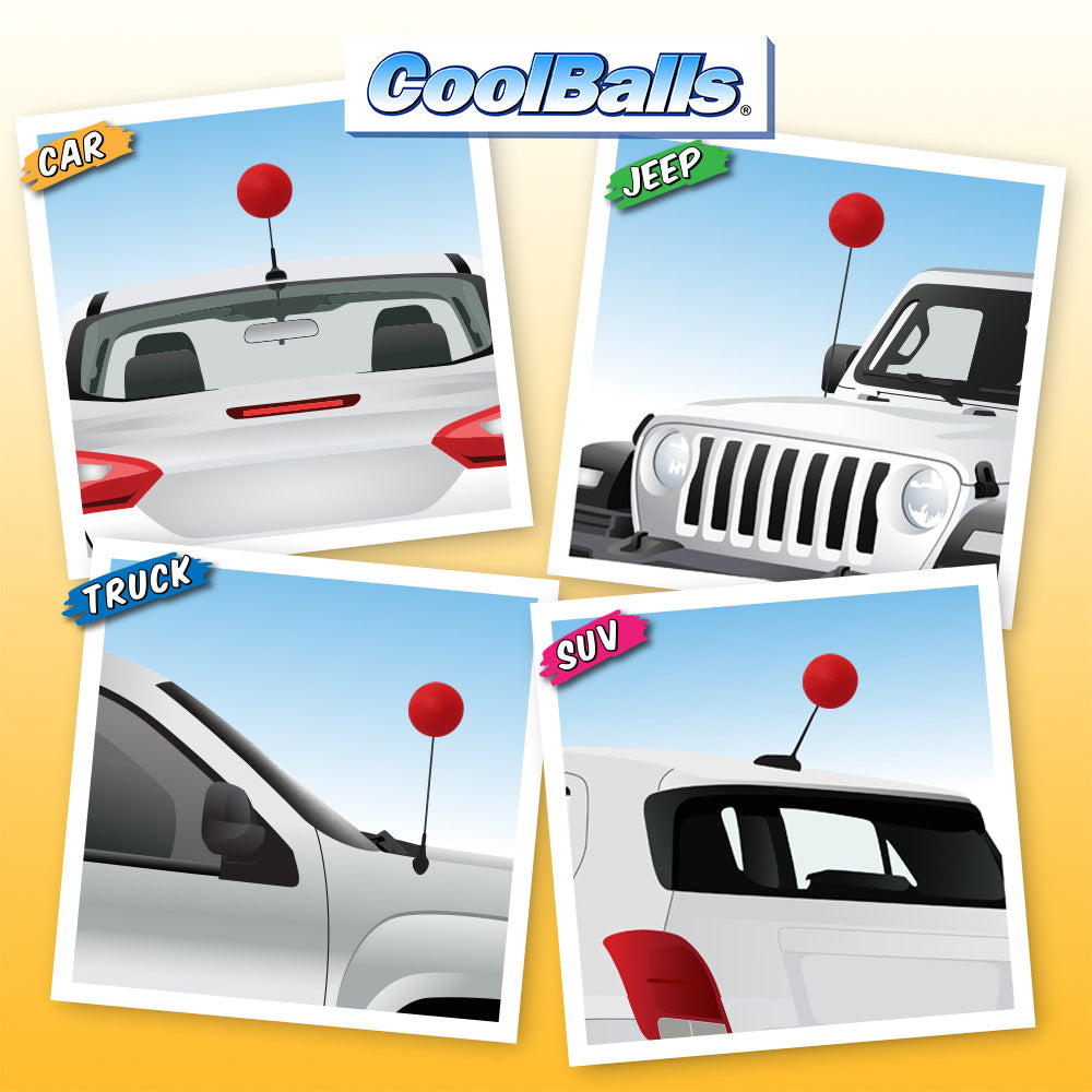 Coolballs Plain Red Car Antenna Ball TheAntennaTopperStore