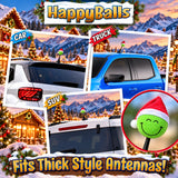 HappyBalls Christmas Grumpy Happy Green One Car Antenna Topper - Thick Fat Antenna Fit