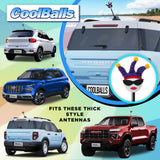 Coolballs Jesterette Car Antenna Topper - Thick Antenna Fit