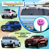 ..HappyBalls Happy Smiley Face Car Antenna Topper (Pink) - Thick Antenna Fit