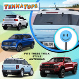 ..Tenna Tops Happy Smiley Face Car Antenna Ball (Blue) - Thick Antenna Fit