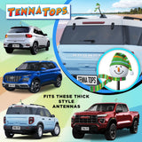 Tenna Tops Snowman Green Winter Hat & Scarf Car Antenna Topper - Thick Antenna Fit