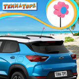 Tenna Tops Pink Daisy (Blue Center) Car Antenna Topper - Thin Antenna Fit