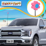 Tenna Tops Pink Daisy (Blue Center) Car Antenna Topper - Thin Antenna Fit