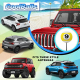 Coolballs Nine 9-Ball Billiards Pool Car Antenna Ball - Thin Antenna Fit