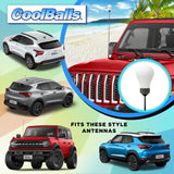 Coolballs "Bright One" White Light Bulb Car Antenna Topper - Thin Antenna Fit