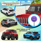 ..HappyBalls Happy Smiley Face Car Antenna Topper (Purple) - Thin Antenna Fit
