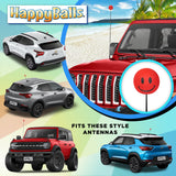 ..Tenna Tops Happy Smiley Face Car Antenna Topper (Red) - Thin Antenna Fit