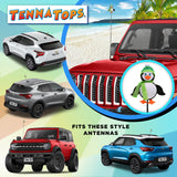 Tenna Tops Cute Penguin Car Antenna Topper (Green) - Thin Antenna Fit