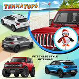 Tenna Tops Cute Penguin Car Antenna Topper (Red) - Thin Antenna Fit