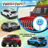 ..Tenna Tops Happy Smiley Face Car Antenna Ball (Blue) - Thin Antenna Fit