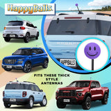 ..HappyBalls Happy Smiley Face Car Antenna Topper (Purple) - Thick Antenna Fit