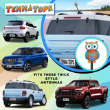 Tenna Tops Blue Owl Car Antenna Topper - Thick Antenna Fit