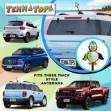 Tenna Tops Cute Penguin Car Antenna Topper (Green) - Thick Antenna Fit