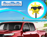 Coolballs Patriotic Cool Sunshine "Sunny" USA Flag Car Antenna Ball - Thick Fat Antenna Fit