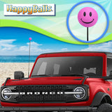 ..HappyBalls Happy Smiley Face Car Antenna Topper (Pink) - Thin Antenna Fit