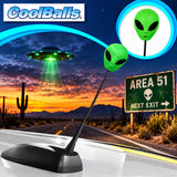 Coolballs Green Alien Car Antenna Topper - Thin Antenna Fit