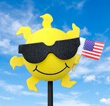 Coolballs Patriotic Cool Sunshine "Sunny" USA Flag Car Antenna Ball - Thin Antenna Fit