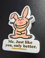 *Last One* Rare Vintage Jim Benton Happy Bunny "Me. Just Like You, Only Better" Car Antenna Topper / Dashboard Buddy