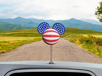 Mickey Mouse USA Stars and Stripes Car Antenna Topper / Desktop Bobble Buddy (Wide Stripes Style)