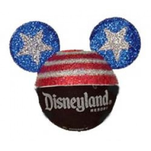 *Last One* Disneyland Resort USA Flag Stars & Stripes (2 Silver Glitter Stars) Antenna Topper / Mirror Dangler / Dashboard Buddy