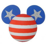 *Last One* Disney USA American Flag Stars & Stripes (2 Silver Glitter Stars) Antenna Topper / Mirror Dangler / Dashboard Buddy