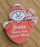 *Last One* Vintage JESUS Loves You Snow Much Snowman Antenna Topper / Dashboard Buddy