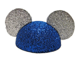 Mickey Hat w/ Blue and Silver Glitter Sparkles Antenna Topper / Dashboard Spring
