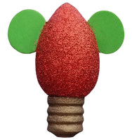 Disney Mickey Christmas Tree Light Bulb Red Glitter Car Antenna Topper / Cute Dashboard Accessory