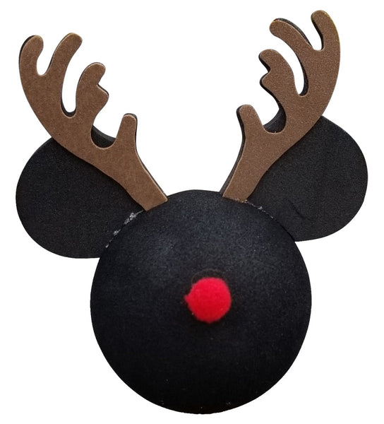 *Retired Style* Mickey Rudolph Red Nosed Reindeer Car Antenna Topper / Mirror Dangler / Cute Dashboard Accessory (Walt Disney World)