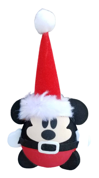 Mickey Chubby Round w/ Tall Red Santa Hat Car Antenna Topper / Mirror Dangler / Dashboard Buddy