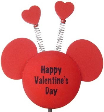 Mickey "Happy Valentine's Day" Antenna Topper / Mirror Dangler / Dashboard Accessory