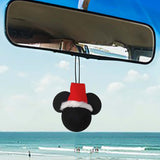 Mickey Santa w/ Red Hat Car Antenna Topper / Mirror Dangler / Dashboard Decor (Plain Black)