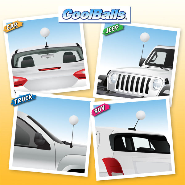 Coolballs Plain White Car Antenna Ball TheAntennaTopperStore