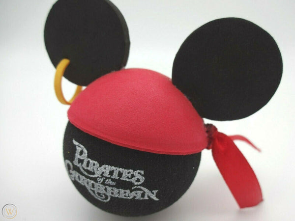 Mickey Pirates of the Caribbean Pirate w/ Ear Ring Car Antenna Topper / Dashboard Buddy (Plain Back Side)