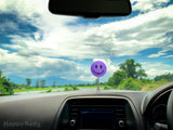 ..HappyBalls Happy Smiley Face Car Antenna Topper / Auto Dashboard Accessory (Purple)