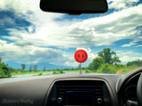 ..HappyBalls Happy Smiley Face Car Antenna Topper / Auto Dashboard Accessory (Red)