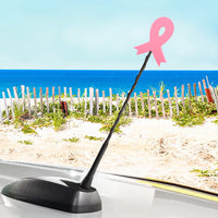 HappyBalls Pink Breast Cancer Awareness Ribbon Car Antenna Topper / Mirror Dangler / Auto Dashboard Accessory