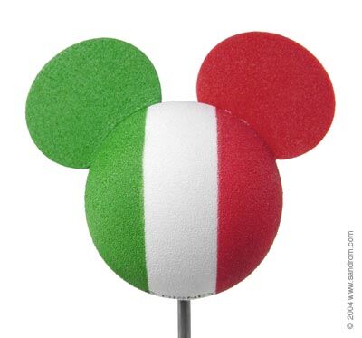 Disney Mickey Country Flag of Italy Car Antenna Topper / Desktop Bobble Buddy
