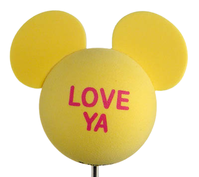 Mickey Yellow "Love Ya" Car Antenna Topper / Cute Dashboard Accessory