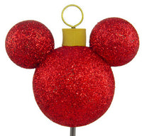 Disney Mickey Mouse Christmas Ornament w/ Red Glitter Car Antenna Topper / Auto Dashboard Accessory