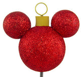 Disney Mickey Mouse Christmas Ornament w/ Red Glitter Car Antenna Topper / Auto Dashboard Accessory