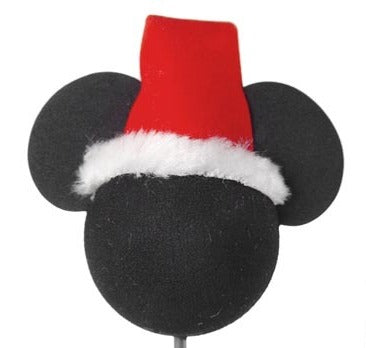 Mickey Santa w/ Red Hat Car Antenna Topper / Mirror Dangler / Dashboard Decor (Plain Black)