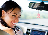 HappyBalls Pink Breast Cancer Awareness Ribbon Car Antenna Topper / Mirror Dangler / Auto Dashboard Accessory