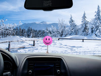 ..HappyBalls Happy Smiley Face Car Antenna Topper / Auto Dashboard Accessory (Pink)