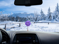 ..HappyBalls Happy Smiley Face Car Antenna Topper / Auto Dashboard Accessory (Purple)